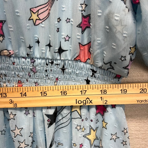 Torrid 3 Clipdot Blouson Sleeve Mock Nexk Skater Dress Cosmic Stars Summer 3X - Picture 8 of 16